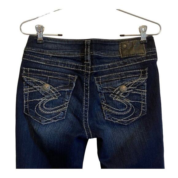 Silver Suki Surplus Flap Pockets Bootcut Jeans Women Sz 28  Mid Rise Embroidery - Picture 4 of 13